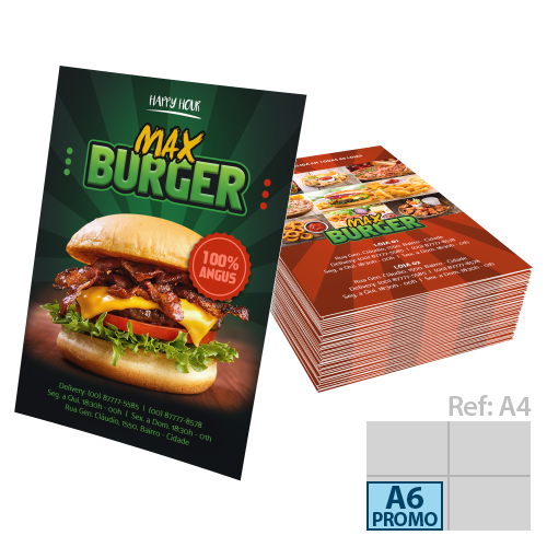 Panfleto 10x14cm | Couchê 90g | 4x0 (Colorido Frente)