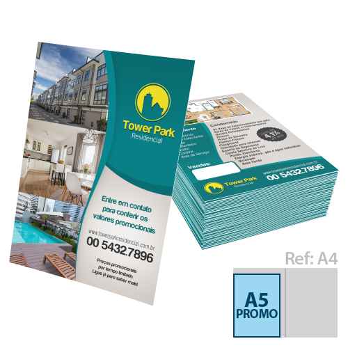 Panfleto 14x20cm | Couchê 90g | 4x0 (Colorido Frente)