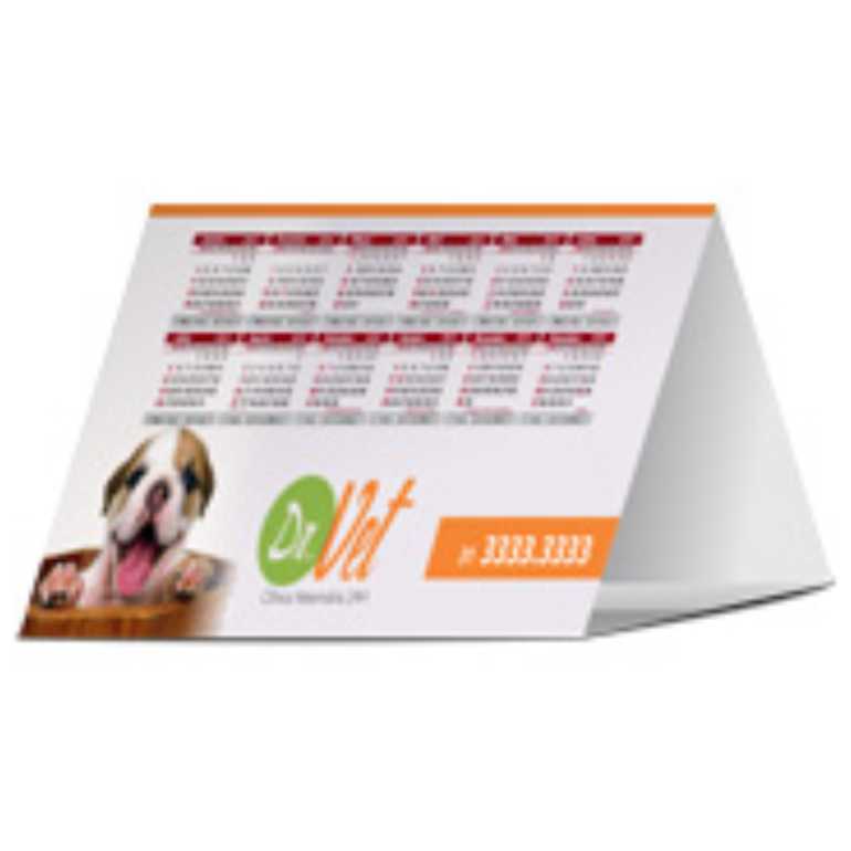 CALENDÁRIO DE MESA BÁSICO COUCHÊ LAMINAÇÃO FOSCA 300g