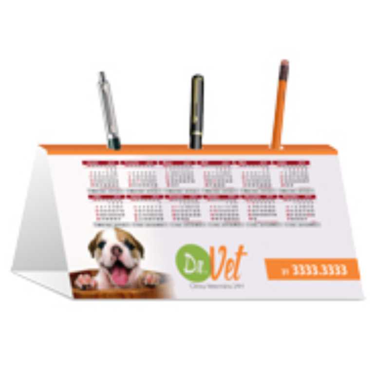 CALENDÁRIO DE MESA PORTA CANETA COUCHÊ LAMINAÇÃO FOSCA 300g LAM FOSCA 
