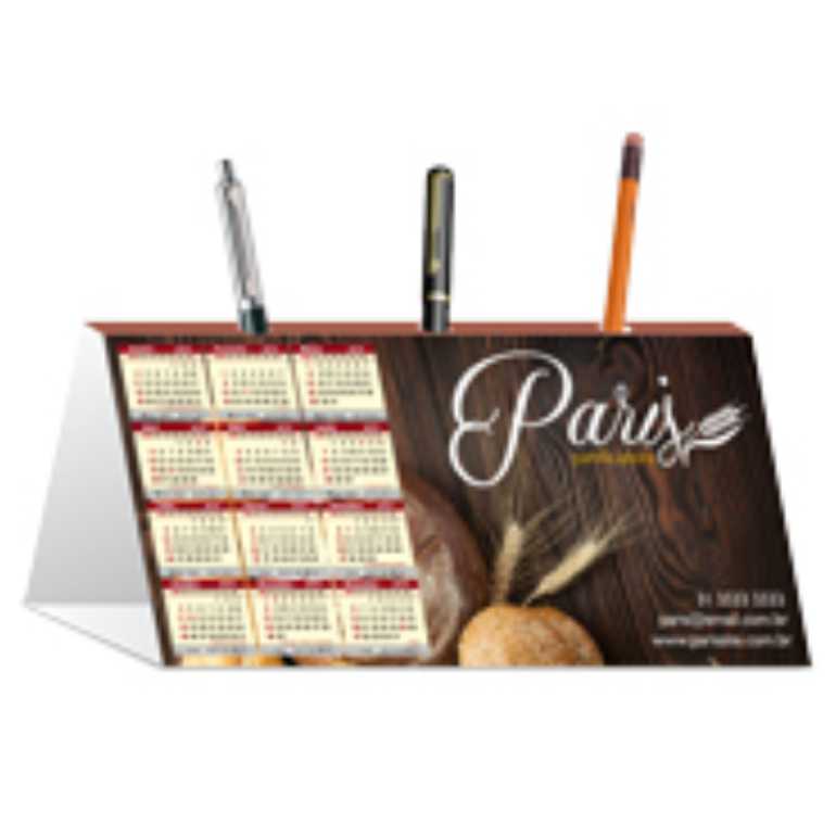 CALENDÁRIO DE MESA PORTA CANETA COUCHÊ LAMINAÇÃO FOSCA 300g LAM FOSCA 