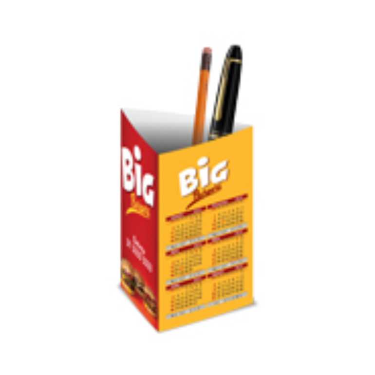 CALENDÁRIO DE MESA PORTA CANETA COUCHÊ BRILHO 300g VERNIZ UV TOTAL FR 